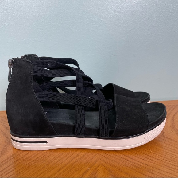 Eileen Fisher Skill Tumbled Nubuck Sneaker Sandal Black White Size 7 1/2 - Picture 2 of 6